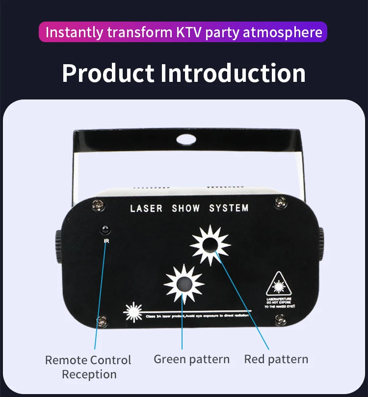 YSH Mini 2-Eyes Disco Beam Projector 48 Patterns Warm White/White Laser Stage Light Spotlights for Iron KTV Night Club DJ Sound
