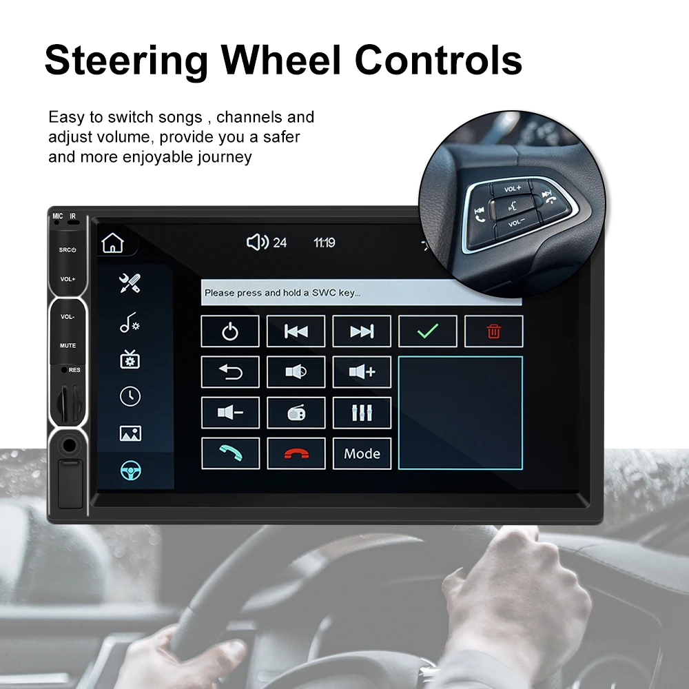Podofo 2Din 7'' MP5 Carplay Android Auto Car Stereo Double Din FM Audio Mp5 Player Autoradio 7 inch Car Radio Player