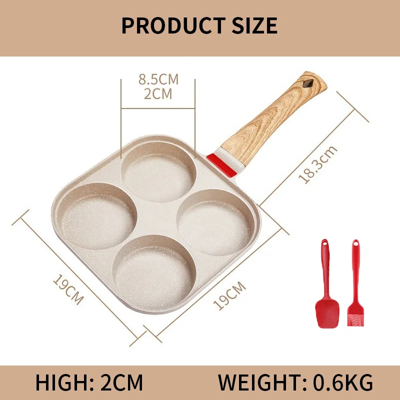 Aluminum Mini Egg Breakfast Nonstick Omelette Pan 4 Hole Square