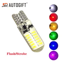 12v 24v T10 flash strobe 3014 24smd park light led light silicone wide bulb car led side wedge signal backup White Red Yellow