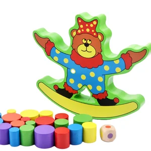 Best-Selling Multi-Functional   Bear Wooden Balance Block    Manufacturer Direct Sale Montessori Educational Toys for Boys Girls