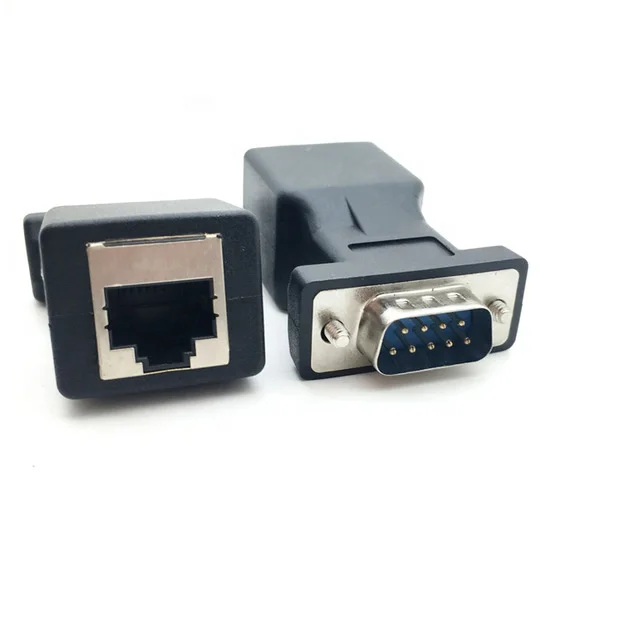 RS232 Female to RJ45 Female Adapter COM Port to LAN Ethernet Port Converter 
