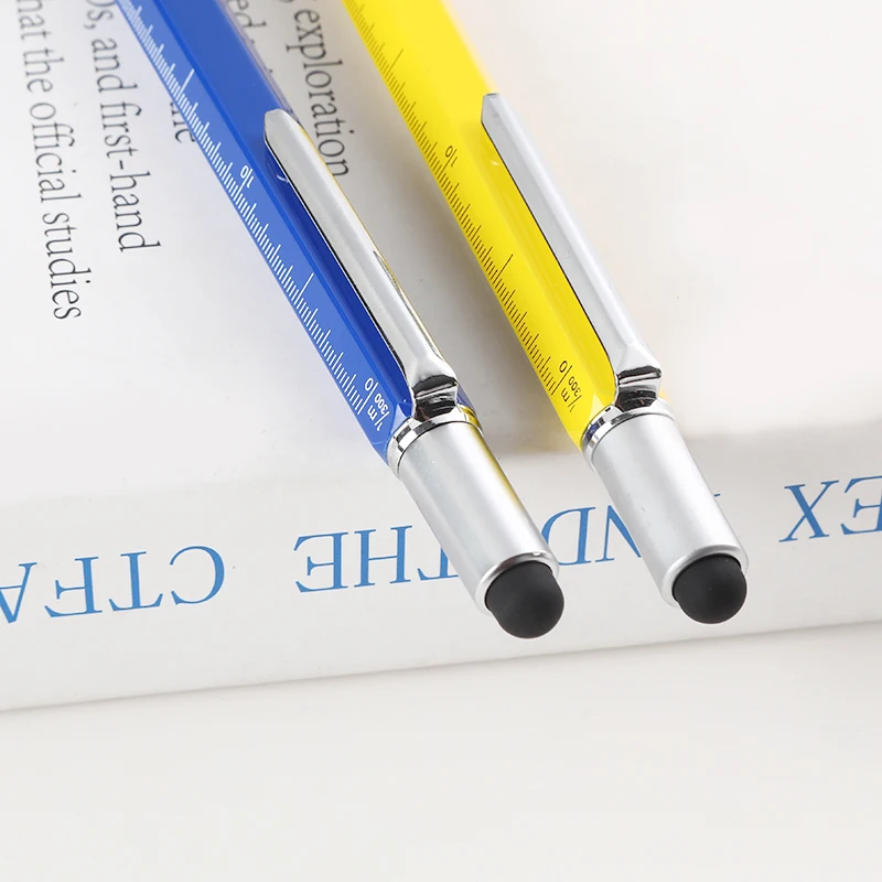 6 in 1 Multifunctional Tool Ballpoint Pen With Ruler Level Cross Flat Head Screwdriver Touch Screen Pocket Multitool Pen