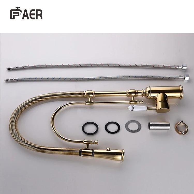 Лидер продаж Высококачественный золотой горячий и холодный медный 360 градусов Современный полированный латунный кухонный смеситель для