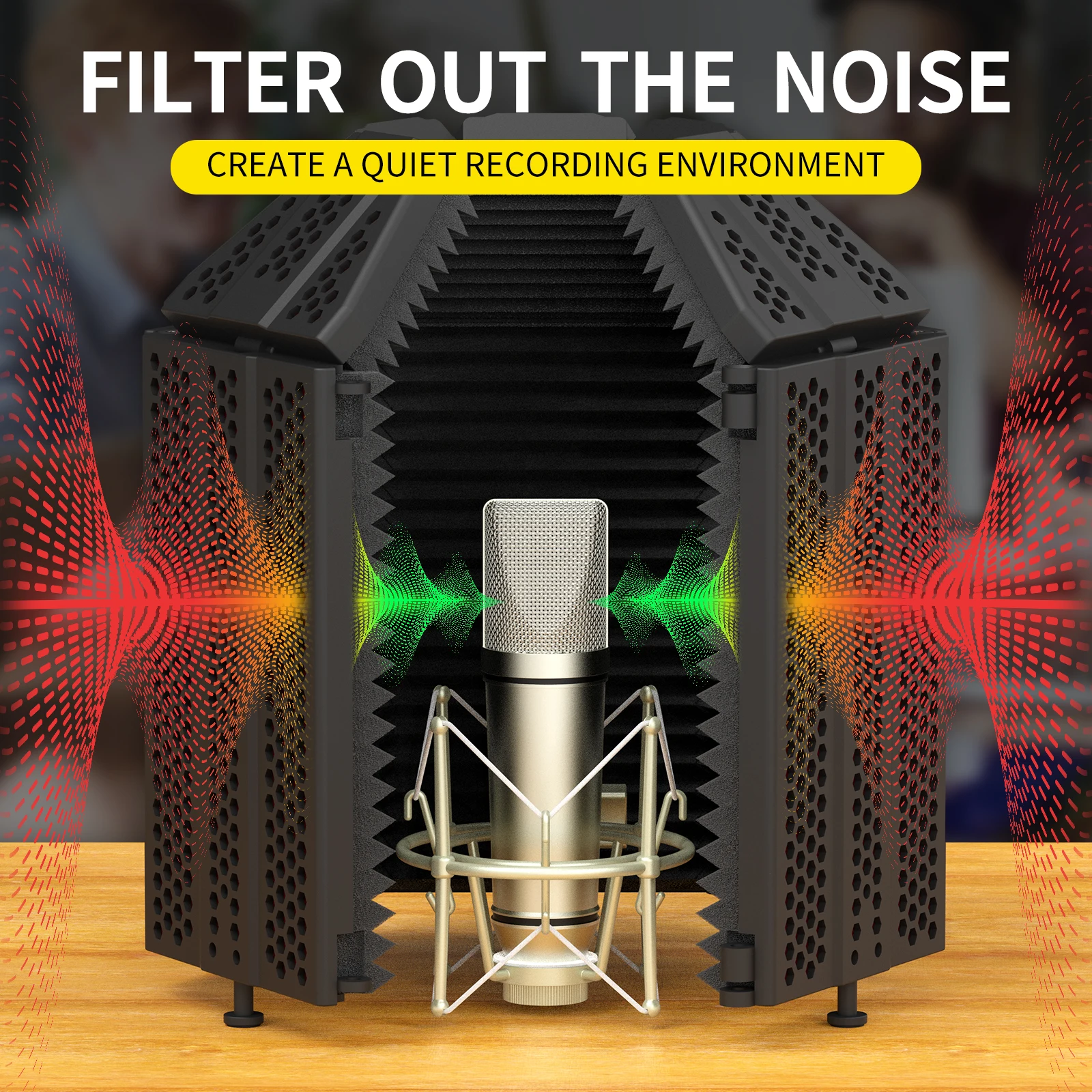 Microphone Isolation Shield Xtuga 5 Foldable Absorbing Foam Reflector Folding Panel Music Studio Equipment