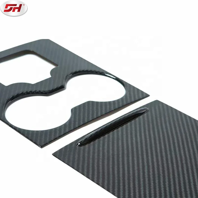2 pc Auto dry carbon fiber material paste central control panel replacement for Tesla model Y 2021-2022