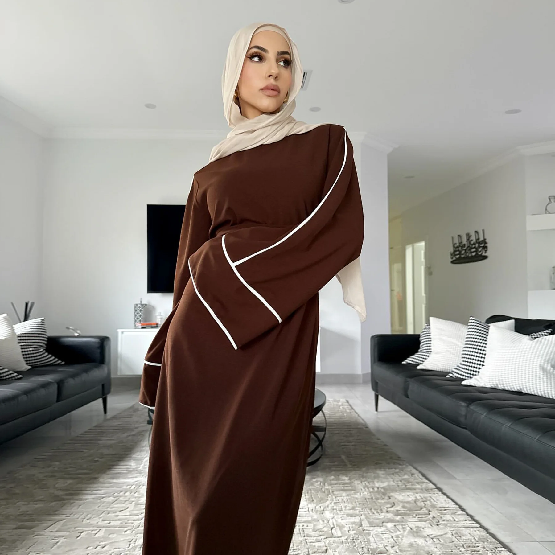 Ramadan Eid Jazz Crepe Kimono Inner Dress Hijab With Free Belt Islamic Clothing  Dress for Muslim Women Hijab Dress| Alibaba.com