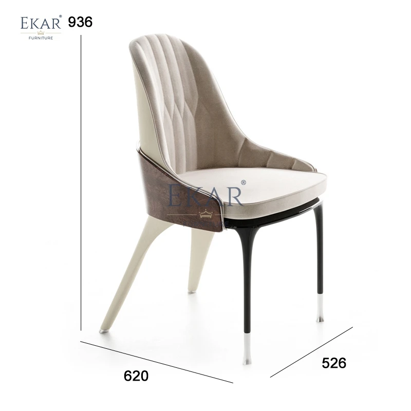 Modern Luxurious Dining Chair with Soft Upholstery & Metal Strip Legs - Simple Elegance for Your Bedroom details