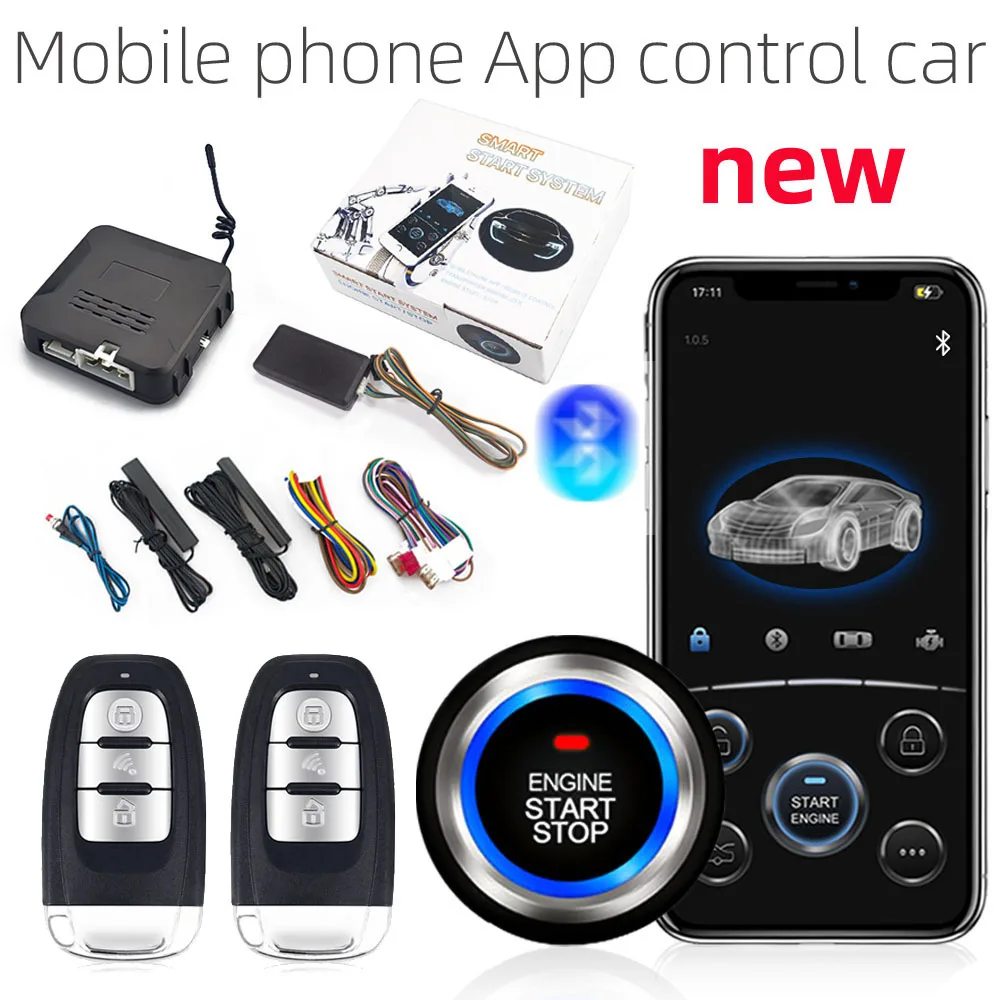 Smart BT Phone APP Control Keyless Entry EnginePush Button Remote Starter/Stop One Way Anti-theft Car Alarm System Security
