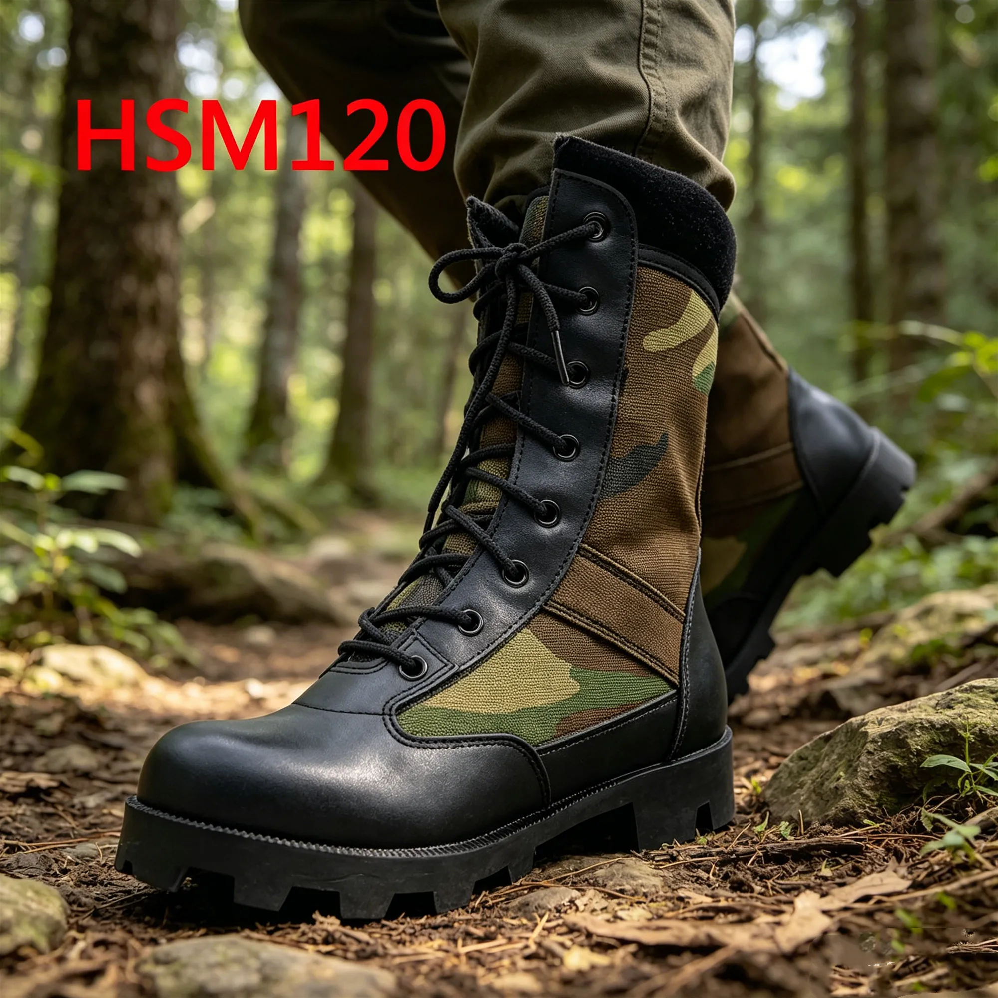 ZYF,Sandstorm Area Suede Leather Collar Camouflage Combat Boots Perfect for Work Indestructible Sole Tactical Boots HSM120