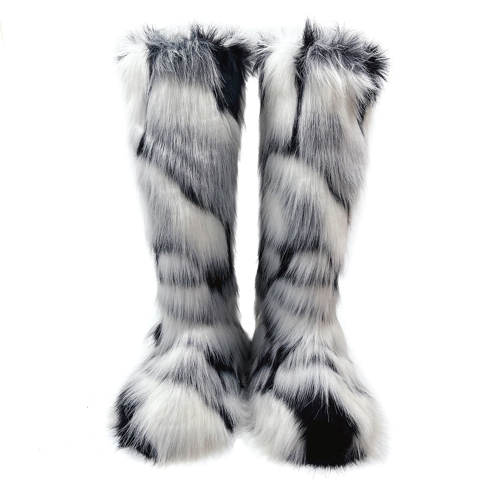 Hot Sale Fashion Girls Warm Winter Fur Snow Boots Fuzzy Fluffy Size 44 Round Toe Women Outdoor Knee High Fur Boots - Image 5