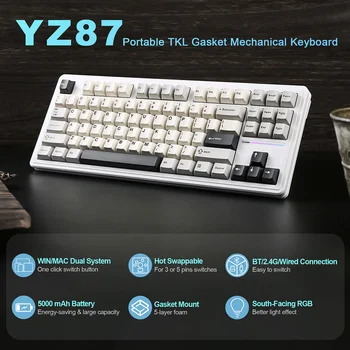K&Y♡ YUNZII YZ87 Wireless Mechanical Keyboard - Compact & RGB