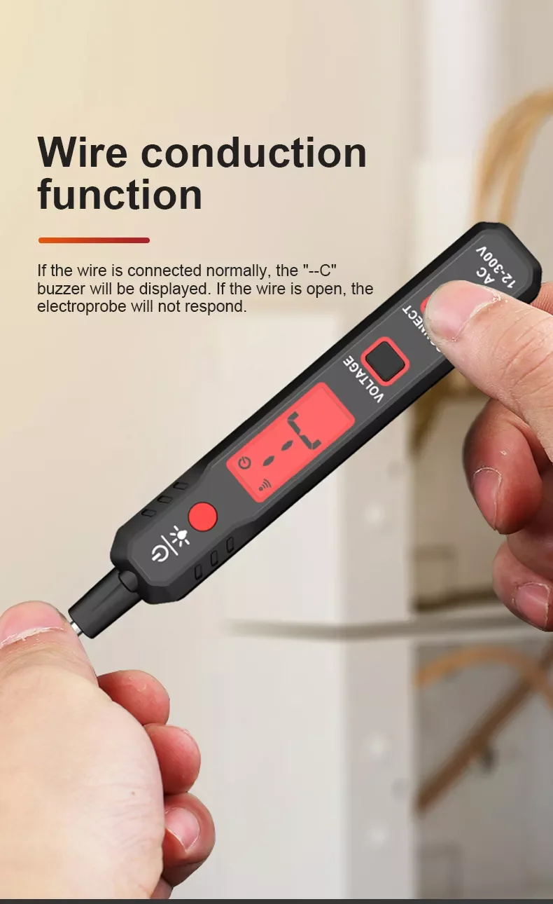 LCD Display AC Voltmeter Voltage Tester LCD Display Flash Light AC Voltage Detector