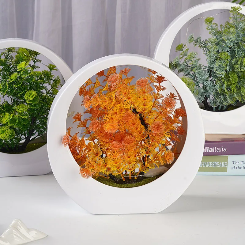 DREA Fabrik knstliche kunststoff-knstliche Blumenpflanzen kreativer  leuchtender Bonsai mit LED-Licht Schreibtisch-Schmuck