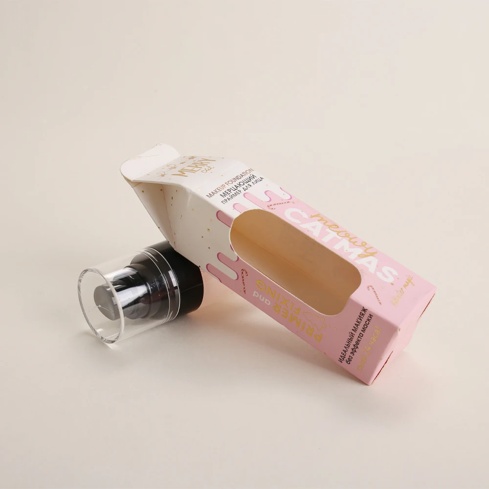 Jinayon Custom White Card Paper Window Opening Box Skin Care Serum Packaging UV Coating Embossing Folding Soft Cosmetic Box