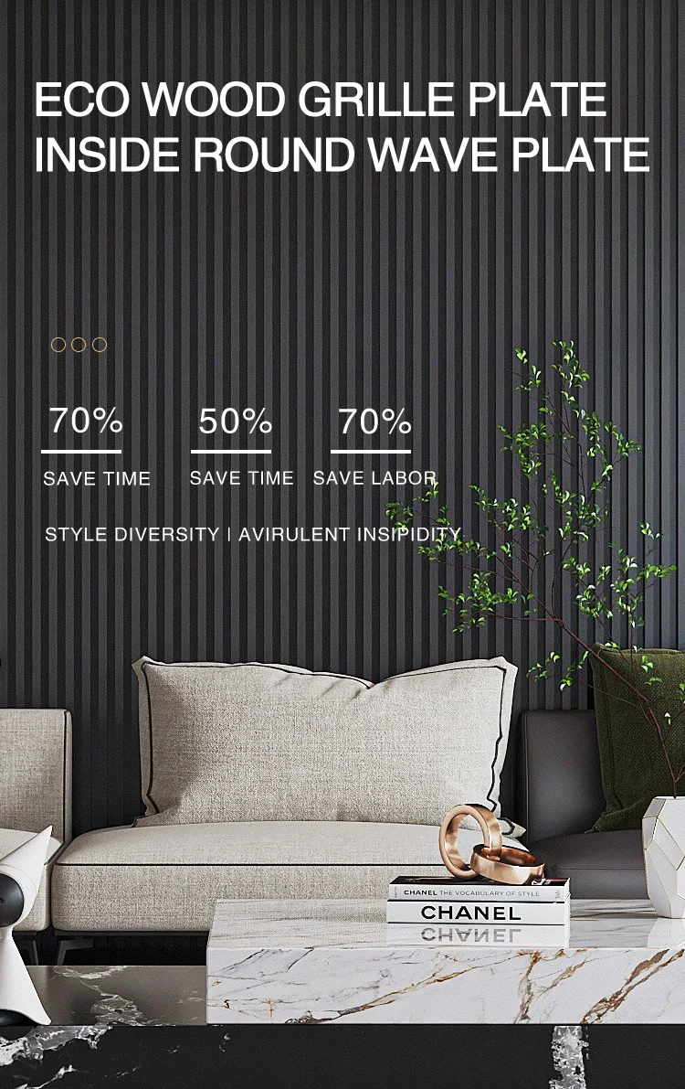 Interior Sequin Solid Wood Decorative Fluted Wall Cladding