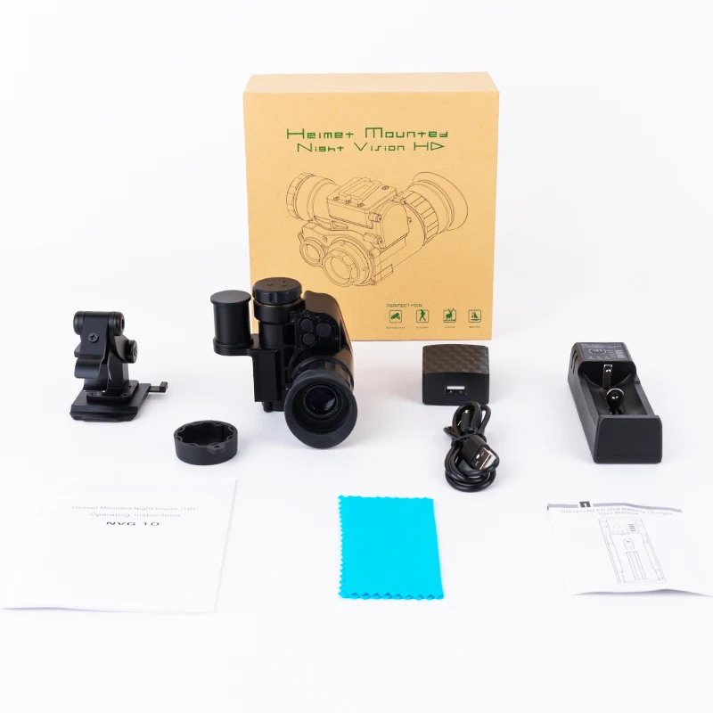 LUXUN NVG10 Night Vision Monocular Telescope with Helmet Mount HD Infrared Digital Night Vision Scope for Hunting