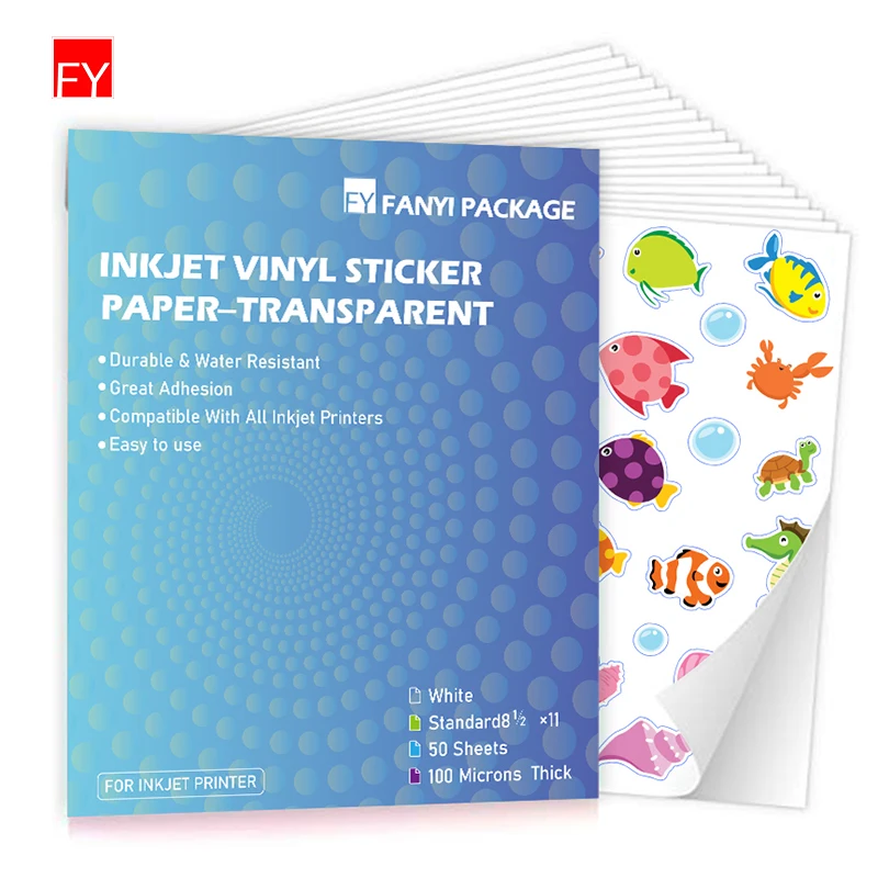 Lot 20 Clear Printable Vinyl Sticker Paper Waterproof 8.5x11 for