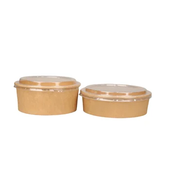 Soup Bowl Salad Bowl with Lid 100% Biodegradable Eco Friendly Kraft Paper Pulp Takeaway 1300ml Craft Paper Food Disposable