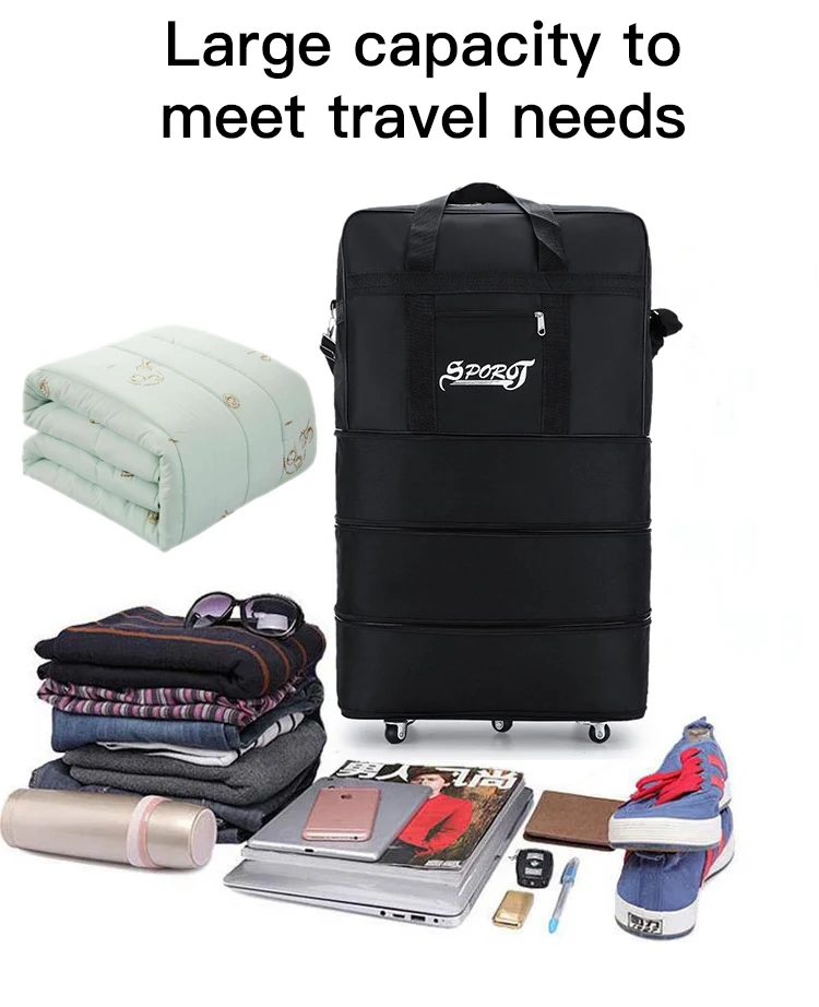 Consignment with Wheels Folding Large Capacity Travel Bag Oxford Cloth Luggage Suitcases