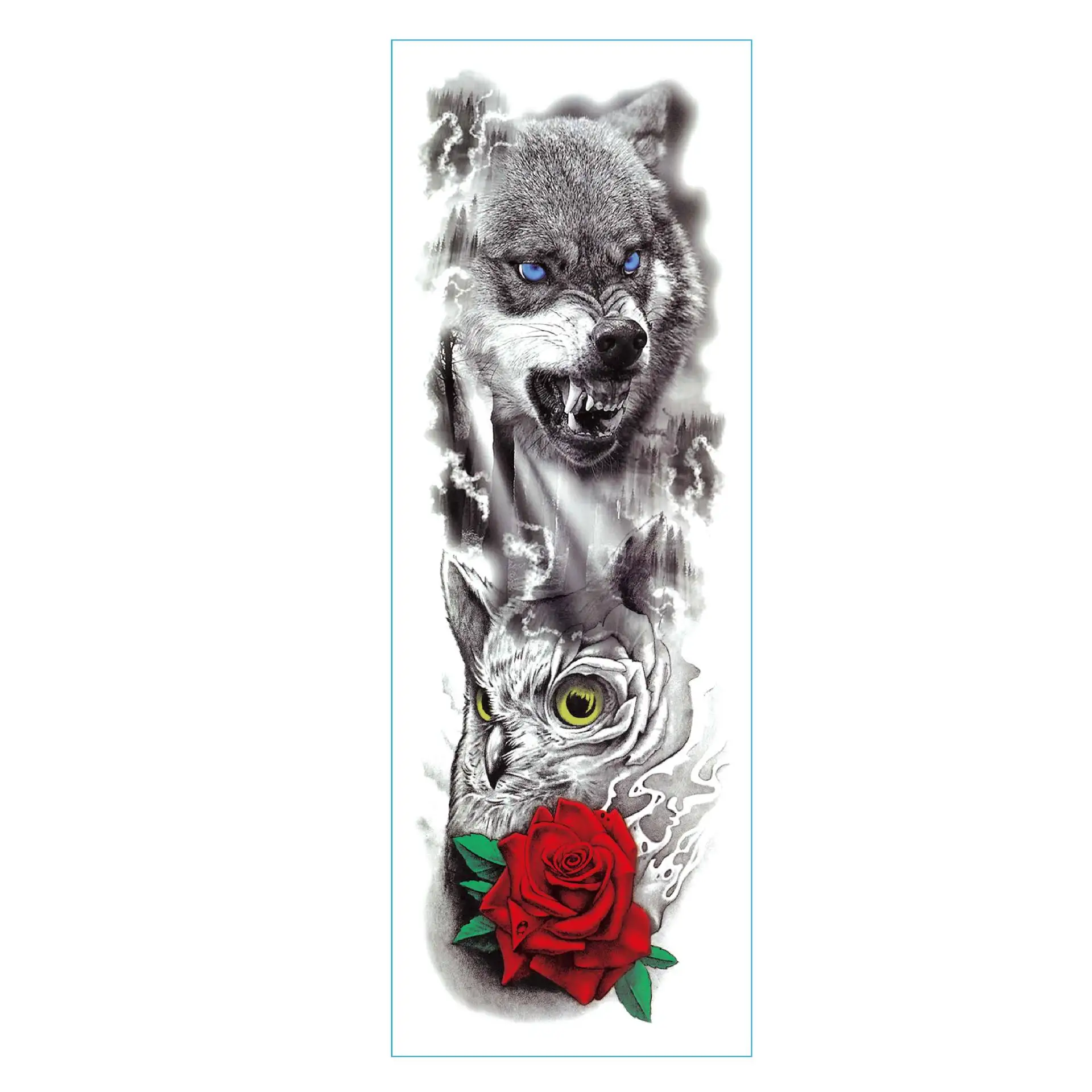 Full Sleeve Black Wolf Indigenous Temporary Tattoo Realistic Spiritual  Floral Crow Leg Tattoo Crafting Supply - Etsy