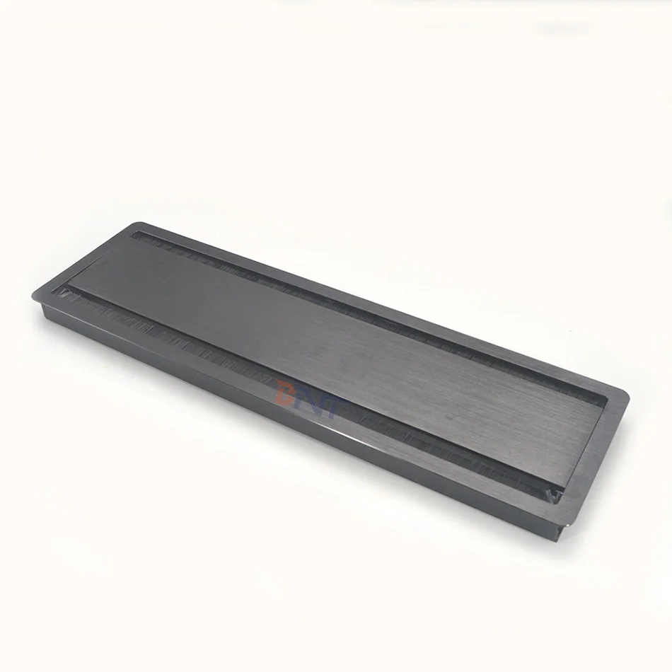 Conference Table Flip Cover Cable Cubby Aluminum Alloy Grommet Box Cable Cover Box Management With Brush