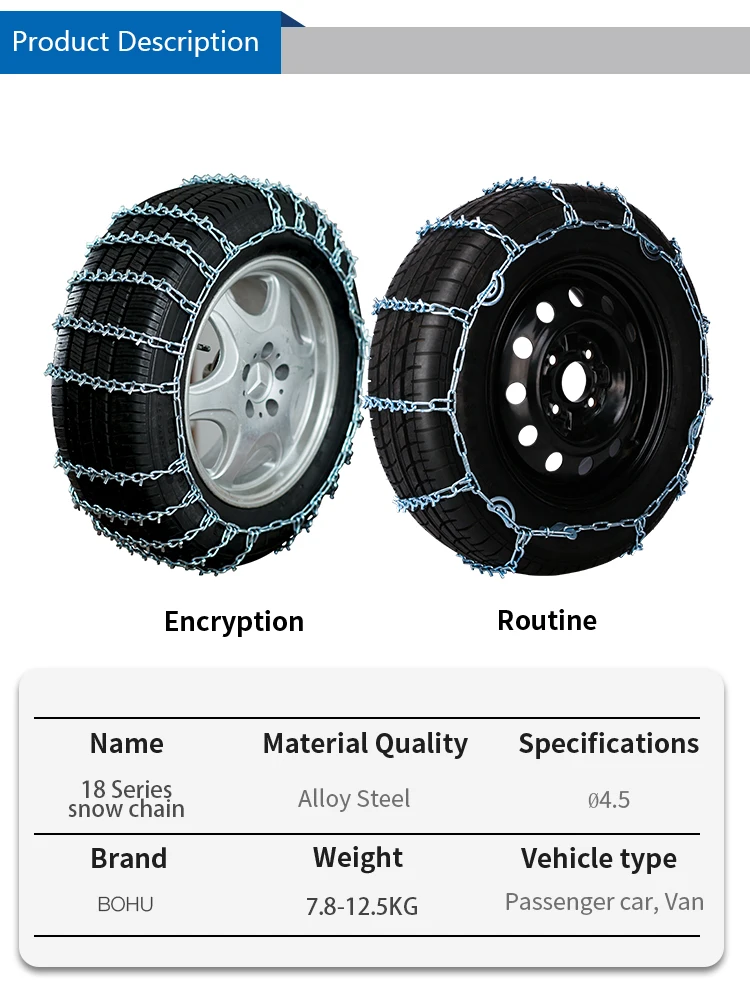 Bohu Tire Snow Chain With Vbar Alloy Steel Snow Tire Chains Truck Snow