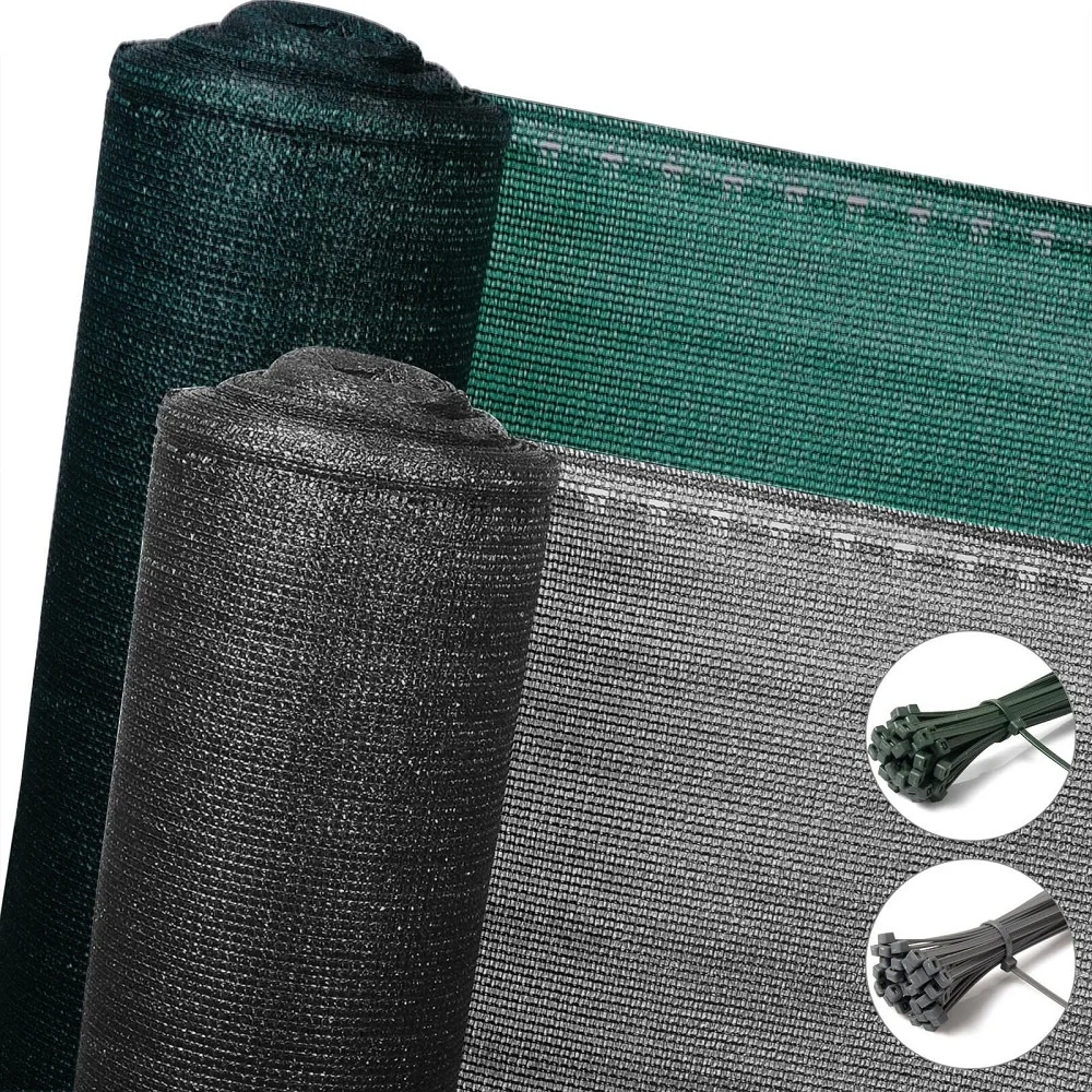 BAKAJI Sichtschutznetz 1 X 30 M – 90% Schattierung, HDPE, Grün, Mit Ösen & Kabelbindern