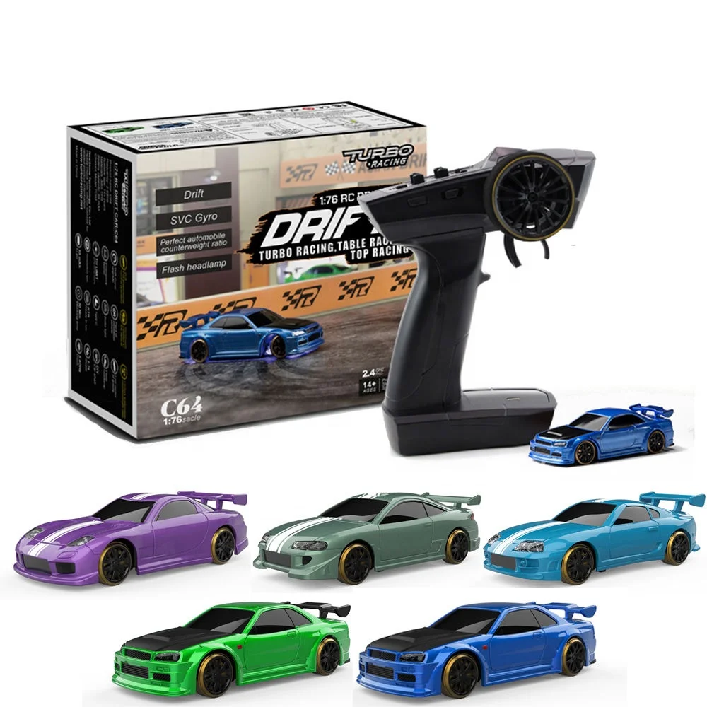 Turbo Racing Micro 1:76 Drift RC Car With Gyro Radio Remote Control Toys  RTR for Kids and Adults Mini Cars Gtr 2025 New Trending