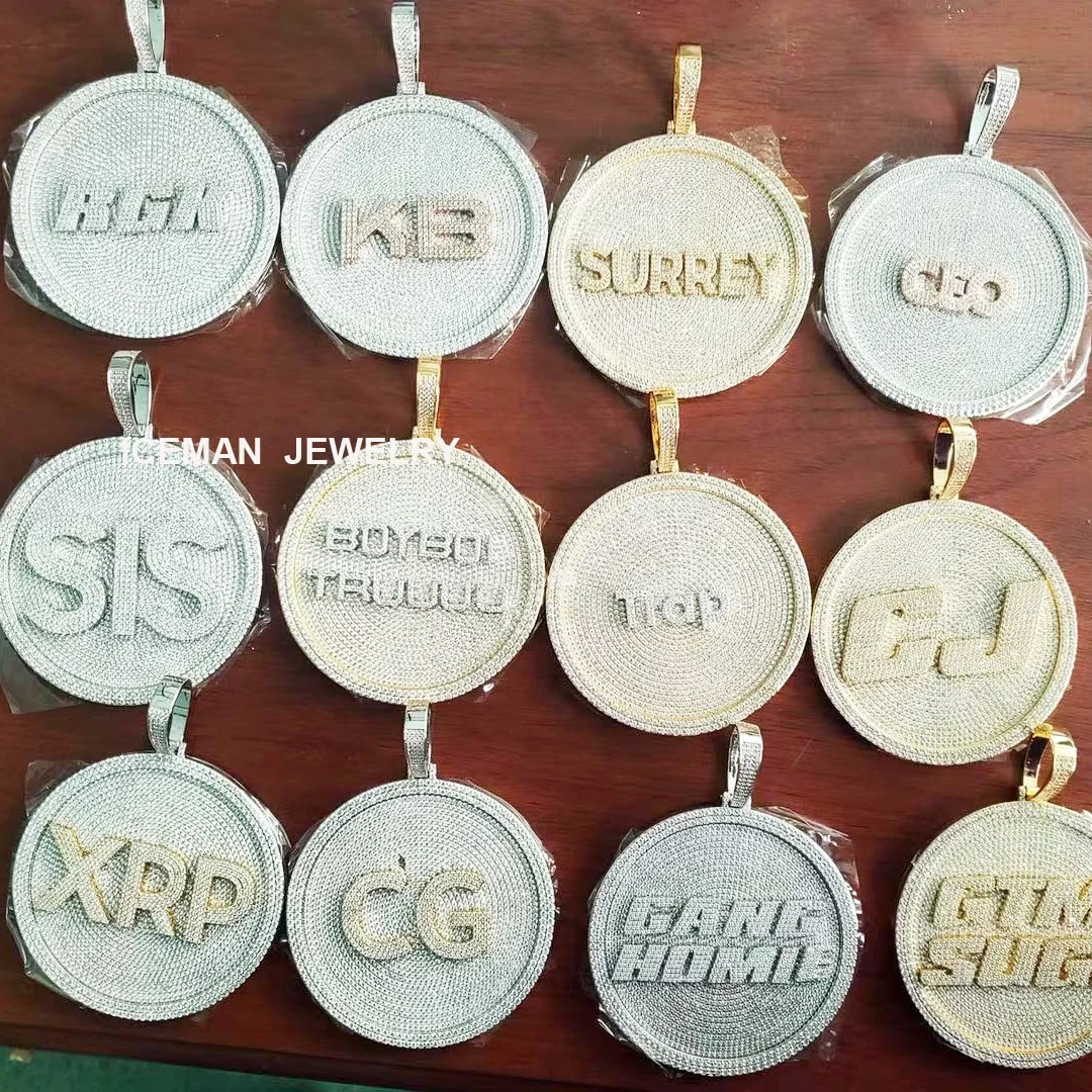Iceman Jewelry Hip Hop Iced Out Custom Necklace Pendant Logo,Round