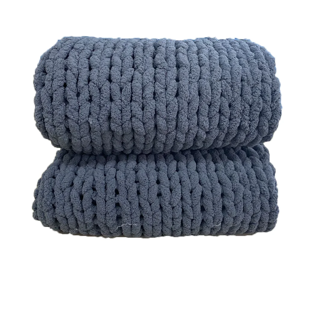 Оптовая продажа ручной вязки мягкой синели пледы Теплый мягкий Уютный Коренастый вязать одеяло для дивана-кровати Бохо домашний декор
