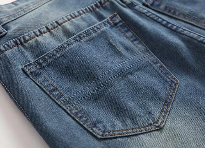 Custom Logo Worn ripped jeans European and American fashion trendy men's high-end denim jeans