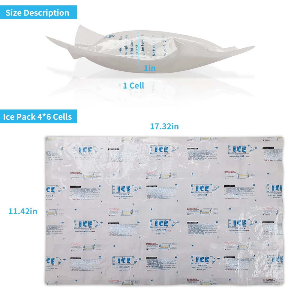 Reusable Flexible Water Immerse Soak Ice Pack for Transporting Fresh Food Slim Thin Dry Ice Gel Pack