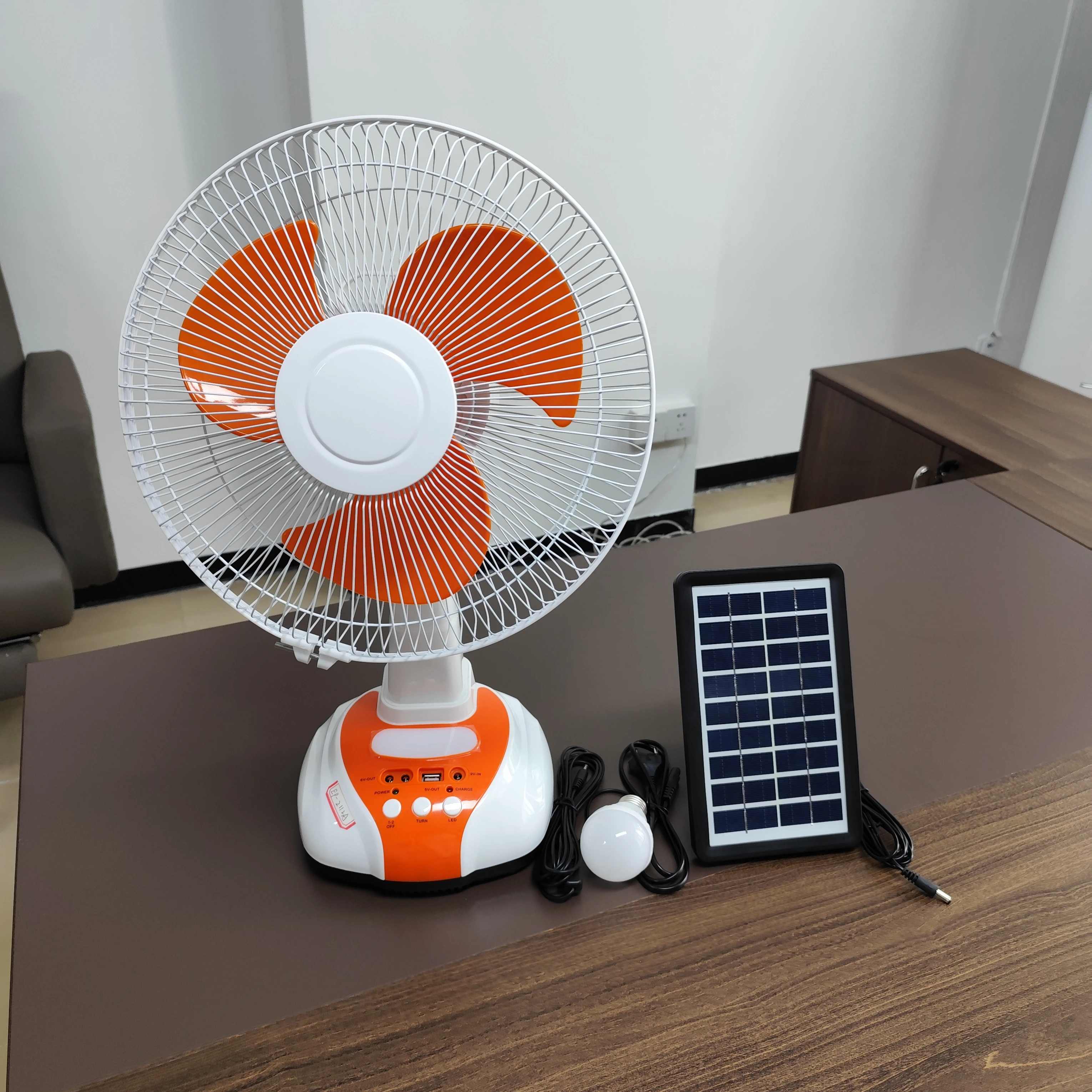 12Inch Smart USB Charging Ventilation Solar Panel Desk Fan USB & Solar