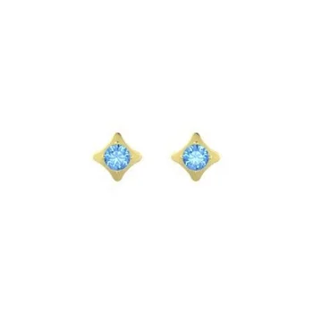 Stylish Women's 14K Yellow Gold Plated 925 Sterling Silver Blue Topaz Stud Earrings