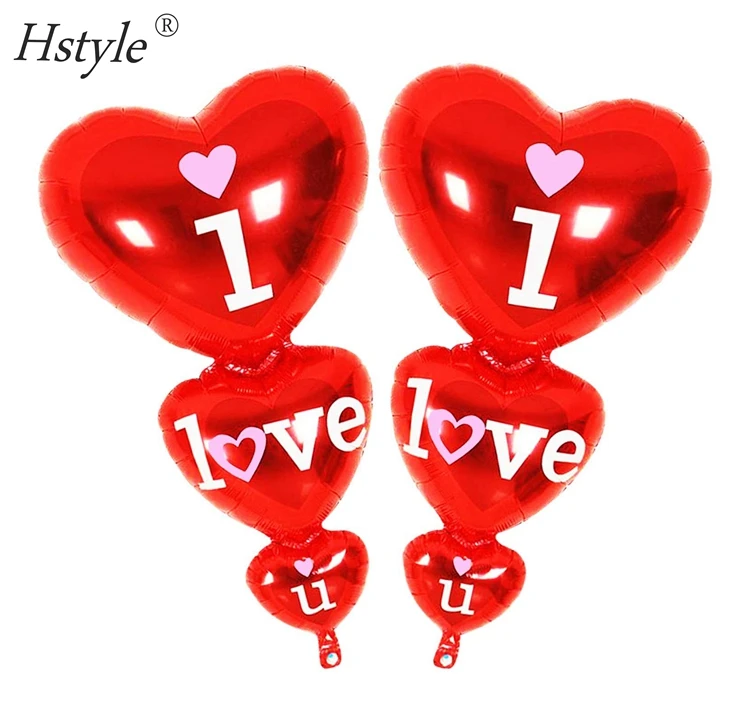 Colorful Balloons Set Love Heart Print Birthday Valentine's Day Party Decoration 