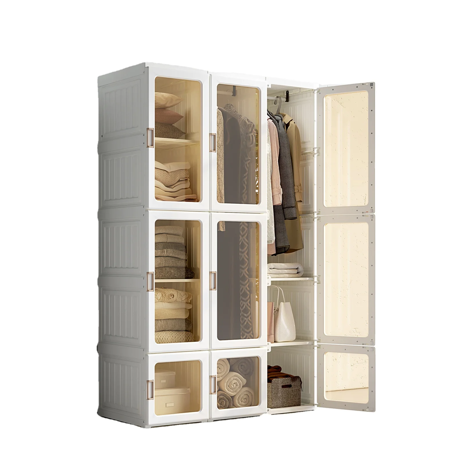 Antbox PP Plastic Stacking Cube Storage Cabinet for Kitchen Room