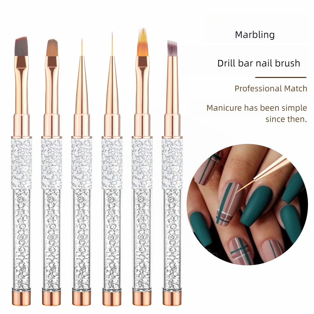 Кисть для ногтей с металлической ручкой