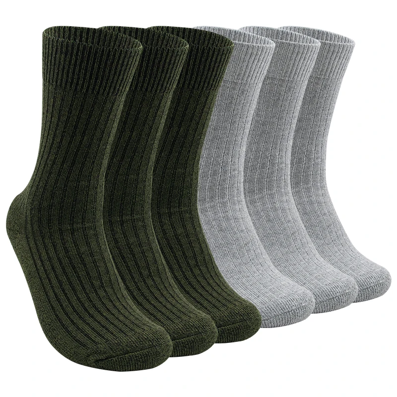 Zhongde Winter Warm Lightweight Hiking Knitted Men Custom Logo Thermal Thick Anti-Slip Crew Compression Merino Wool Socks