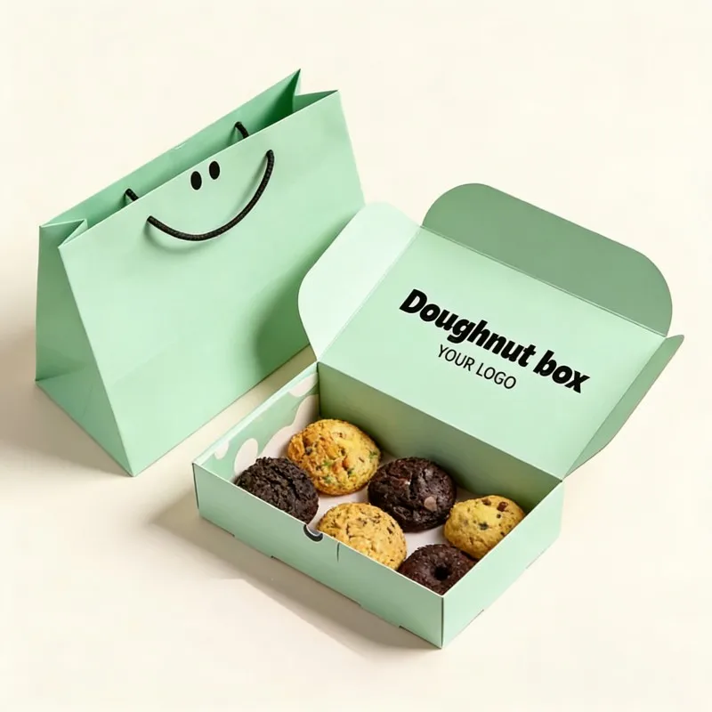 Boîte pliante directement issue de l’usine, en carton alimentaire, pour beignets ou bonbons ; boîte postale en carton alimentaire recyclable pour emballage de biscuits ; boîtes à beignets