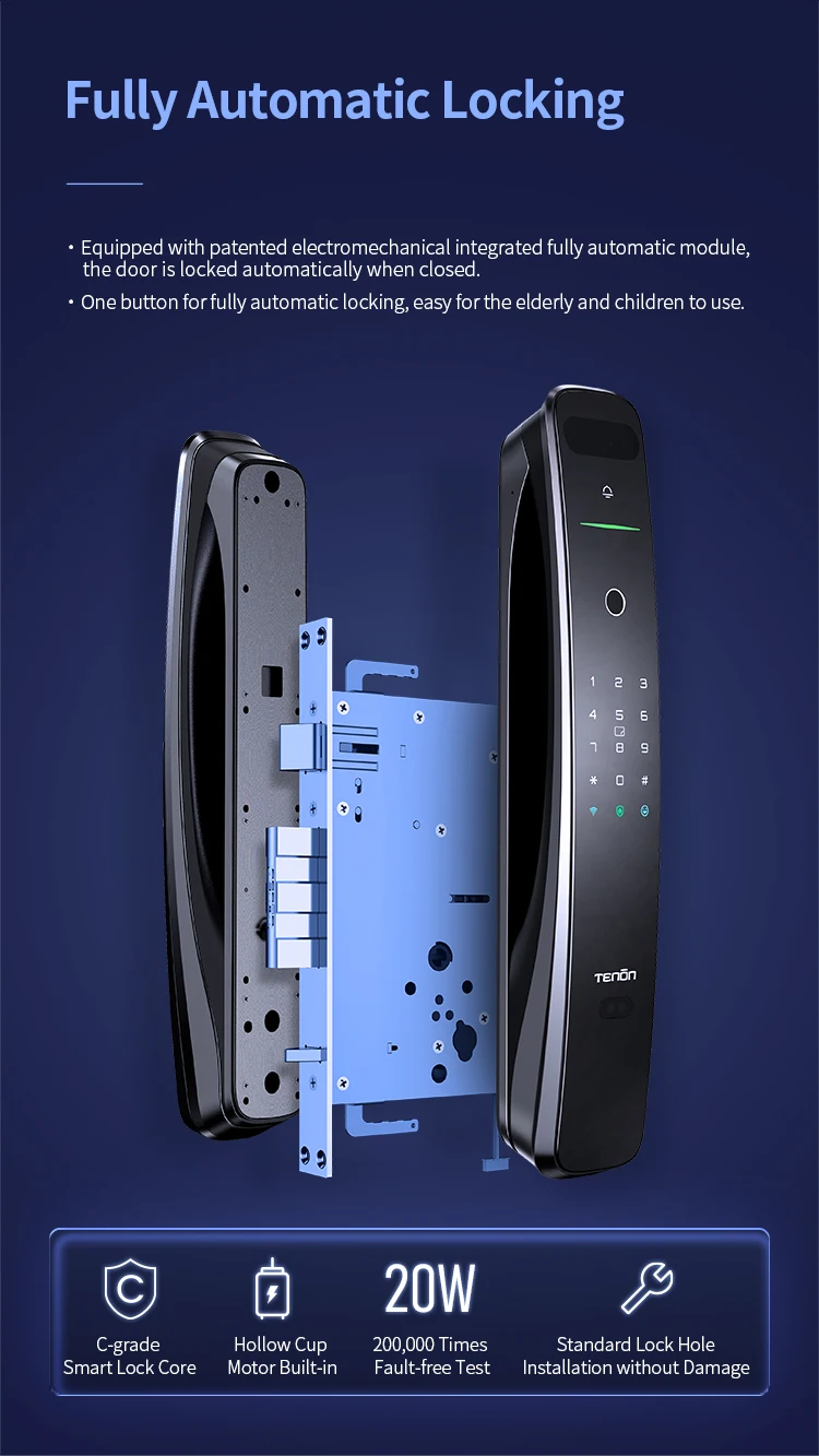 Tuya Bluetooth Access Control Electronic Digital Keypad Door Lock Black