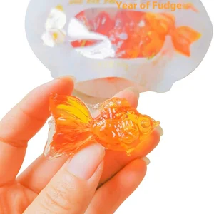 4D Goldfish Koi Gummy Candy Fruity Flavored Bursting Juice Sandwich OEM Snacks with Patterned Coating Bulk Packaging