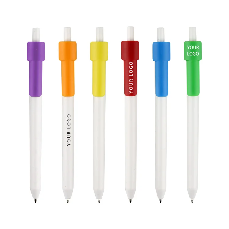 Retractable And Press Rainbow-colored 0.5mm Black Ink Plastic Gel Pen With Custom Logo_voghion.com