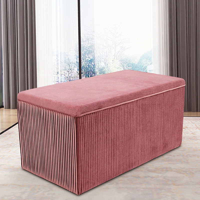 Customized Fabric Seating Living Room Furniture Benches for Bedroom Large Bench Footstool Ottomans Pouf Set