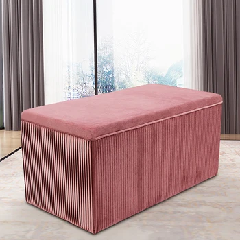 Customized Fabric Seating Living Room Furniture Benches for Bedroom Large Bench Footstool Ottomans Pouf Set