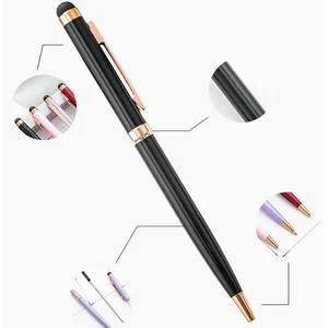 Novel 2-in-1 Stylus Screen Aluminum Metal Ballpoint Pen With Custom Printing Laser Logo for Manufactures Office Supplies