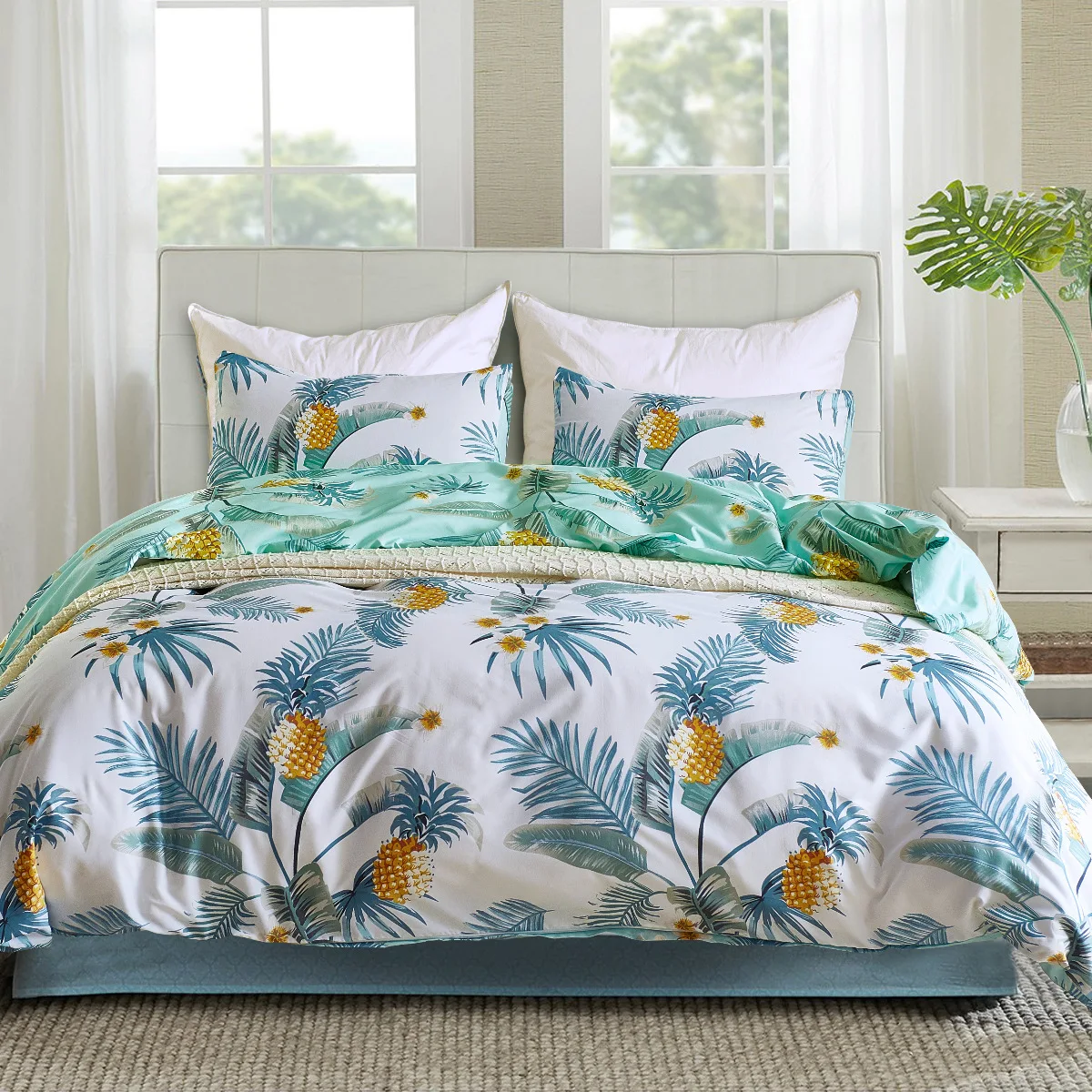 Hot Selling Popular Bedding Set Brushed Plant Printed Polyester Duvet Covers Bed Sets
