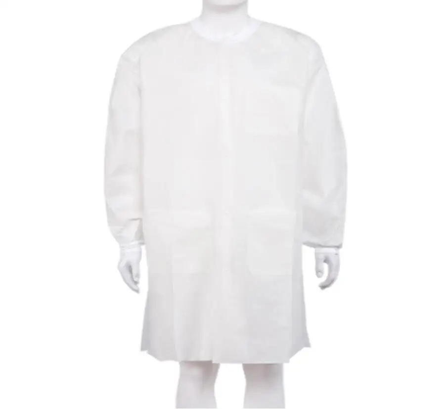 Premium Disposable Dental Lab Coat With Kitted Cuffs And Collar Jacket