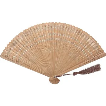 DIY 7.1inches Vintage Bamboo Hand Fan Collapsible Handheld Bamboo Fan Elegant Gift For Girls And Ladies
