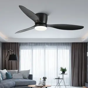 Living Room 52 Inch 3 Blade Modern Remote Control Ceiling Fan with Light and Remote for Bedroom